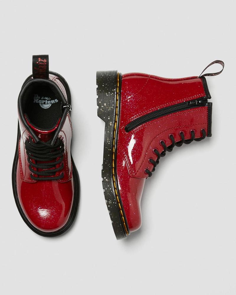 Kids' Dr Martens Junior 1460 Glitter Lace Up Boots Red | AU 675FDN